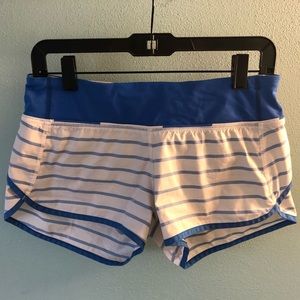 Blue and white stripped Lululemon shorts